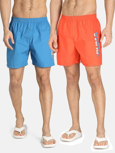 puma deep apricot & vallarta blue regular fit boxers - pack of 2