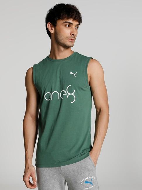 puma deep foret slim fit printed tank tee