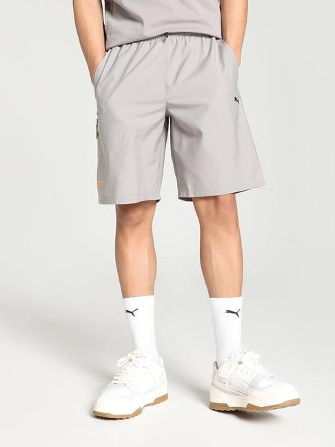 puma desert road grey regular fit sports shorts