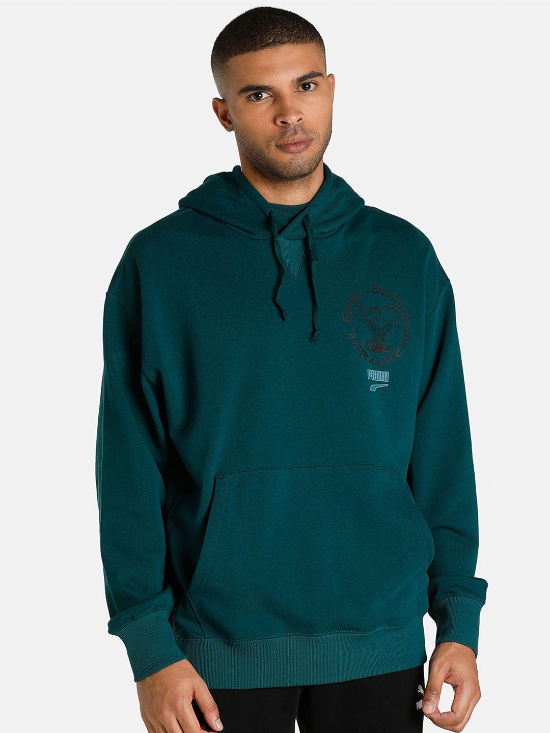 puma downtown graphic relaxed fit printed hooded sweatshirt