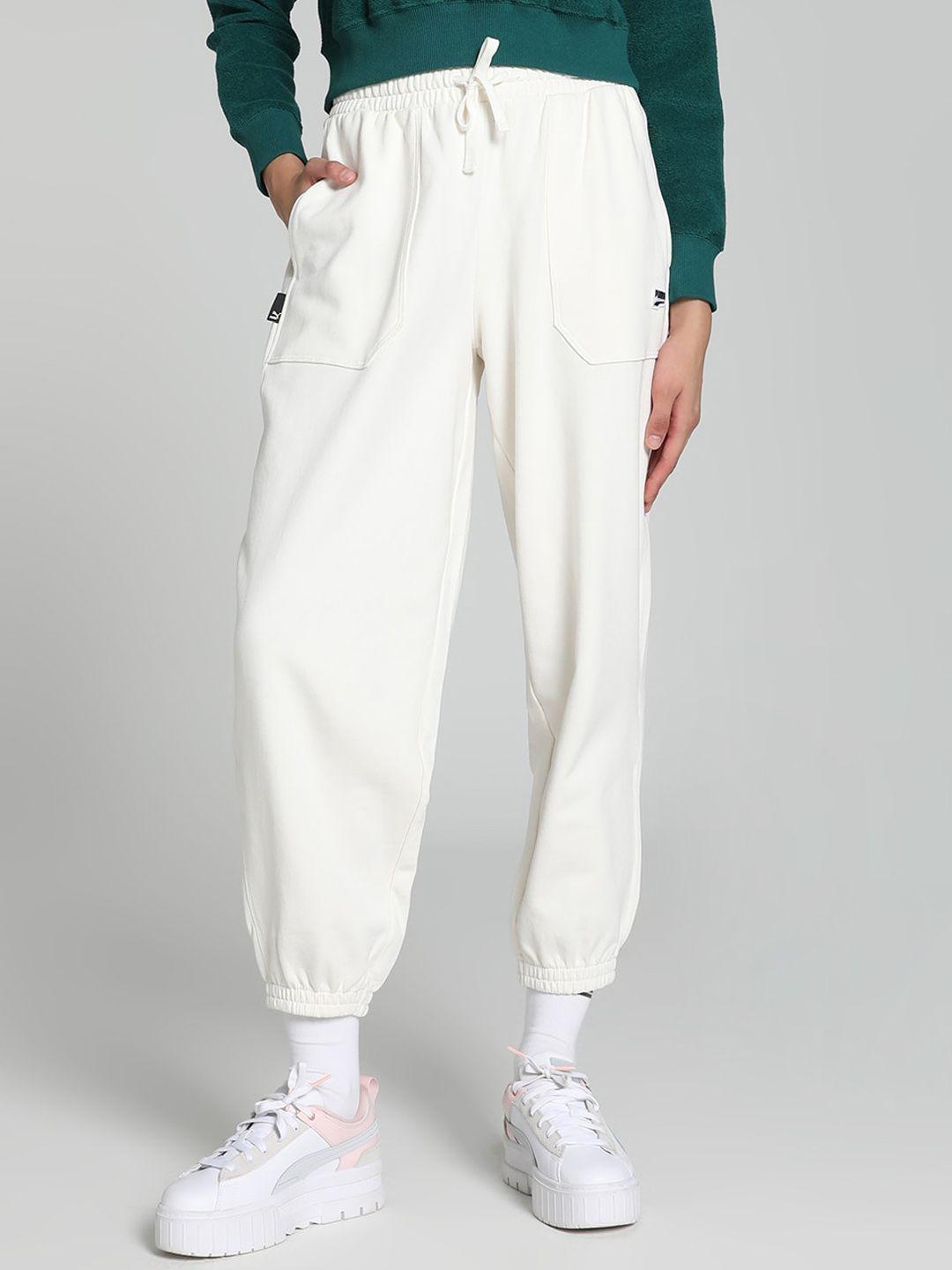 puma downtown sweatpants relaxed-fit mid-rise cotton joggers