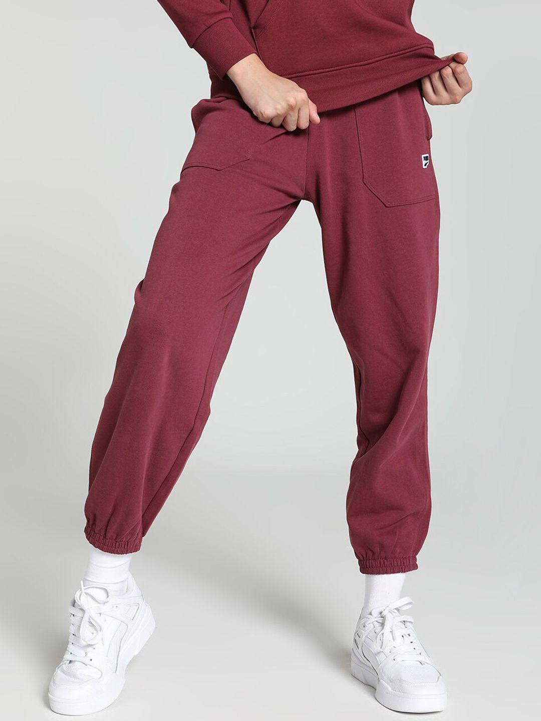 puma downtown sweatpants relaxed-fit mid-rise cotton joggers