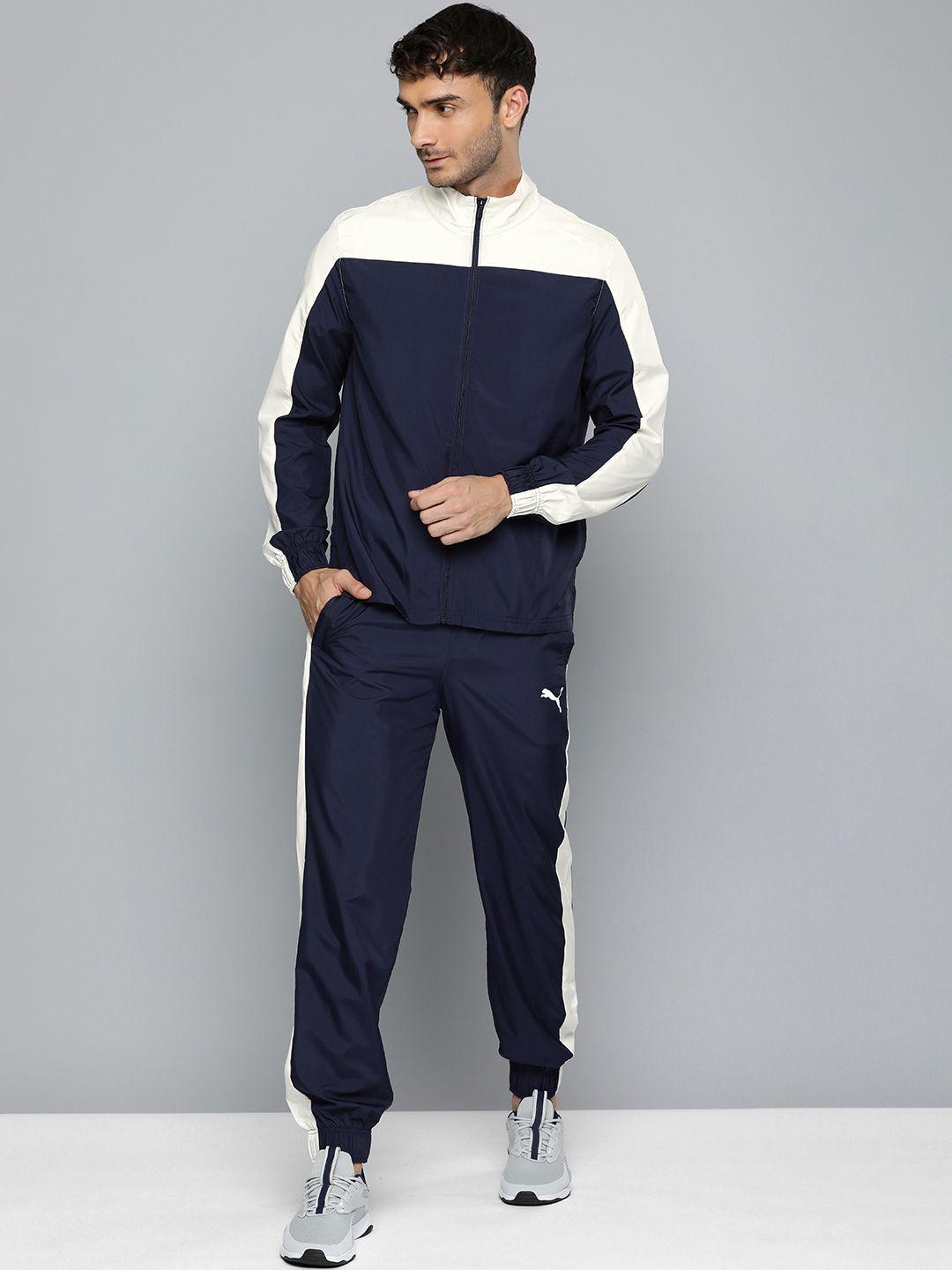 puma drycell colourblocked mock collar jacket with track pant training tracksuit