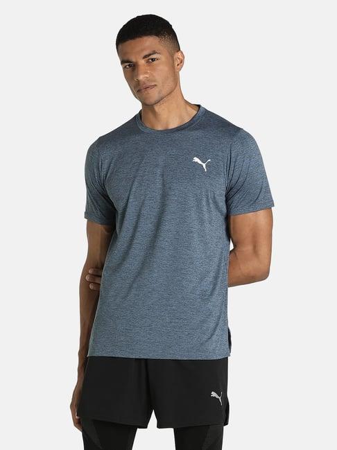 puma dusty blue round neck polyester t-shirt