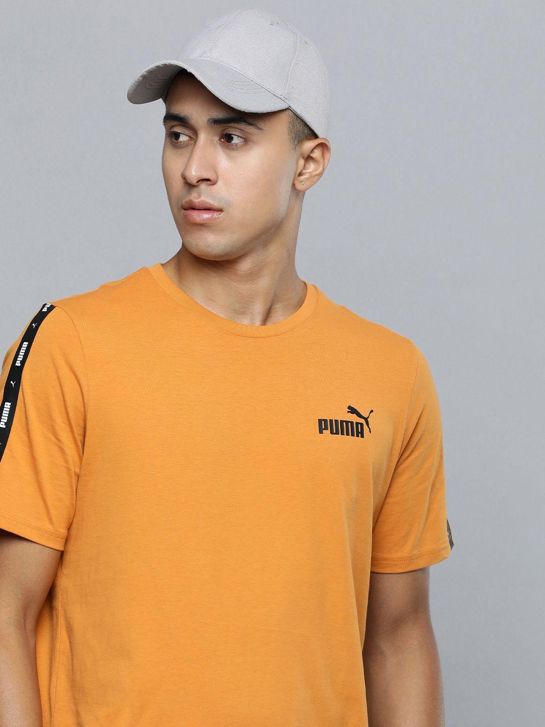 puma ess + tape detail regular fit pure cotton t-shirt