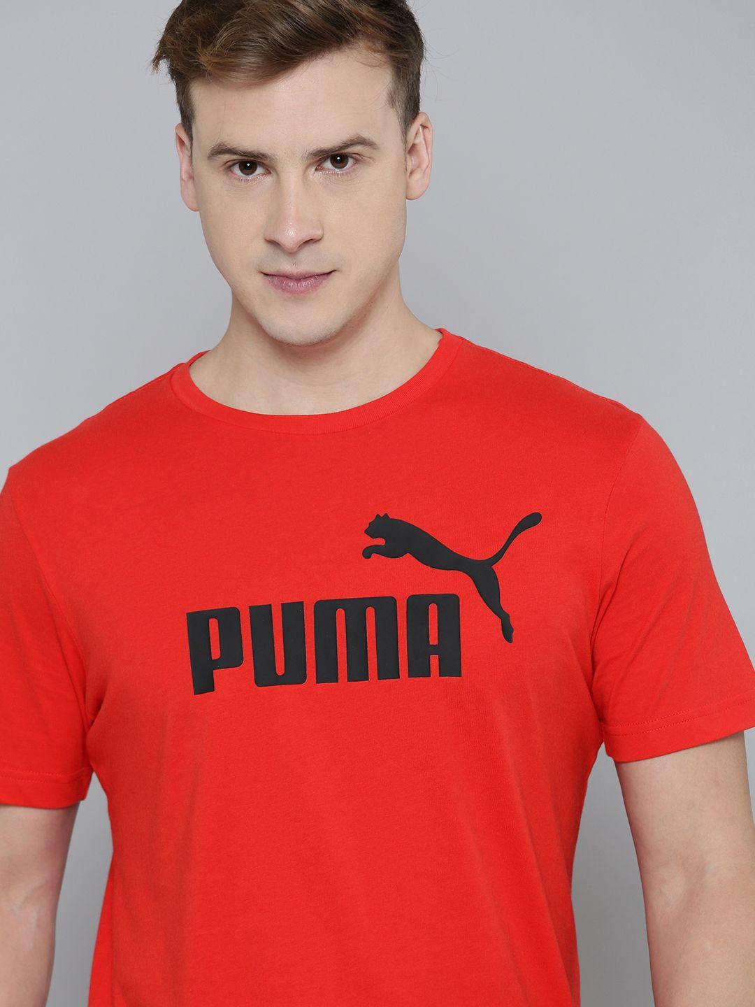 puma ess brand logo printed pure cotton t-shirt