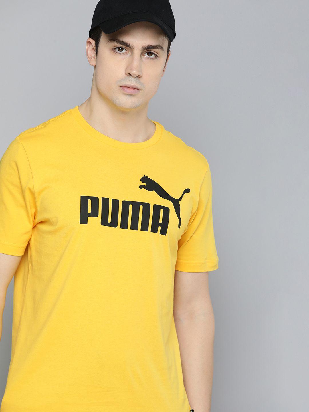 puma ess logo regular fit brand logo printed round neck pure cotton outdoor t-shirt