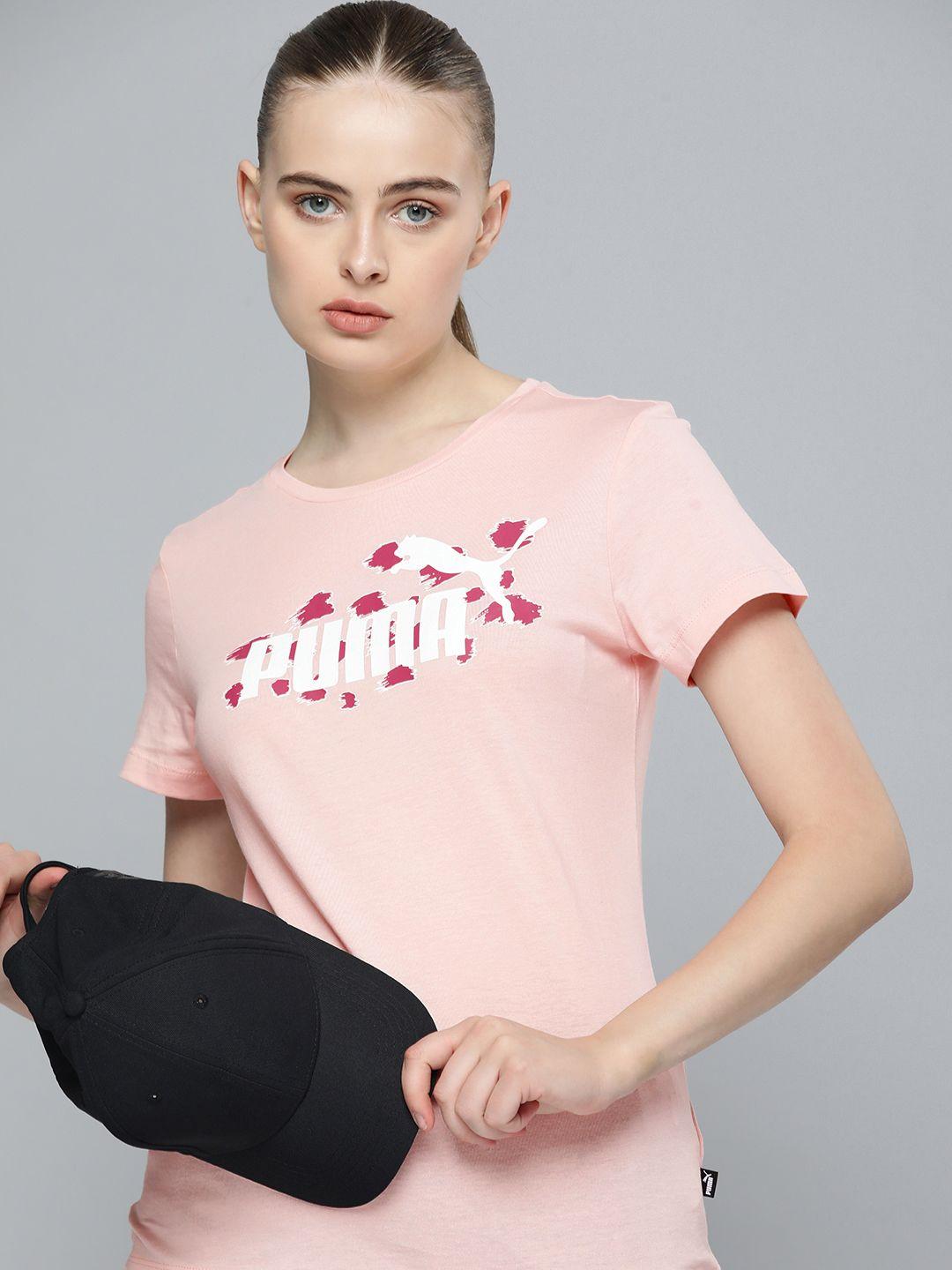 puma essential+ animal brand logo printed pure cotton t-shirt