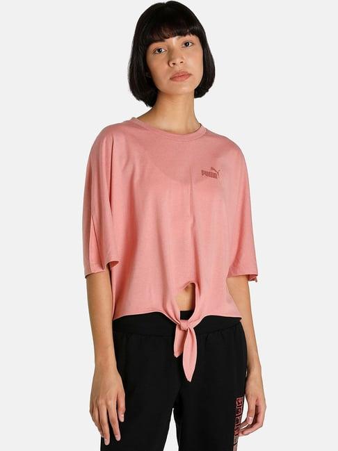 puma essential knot detail crop relaxed fit t-shirt