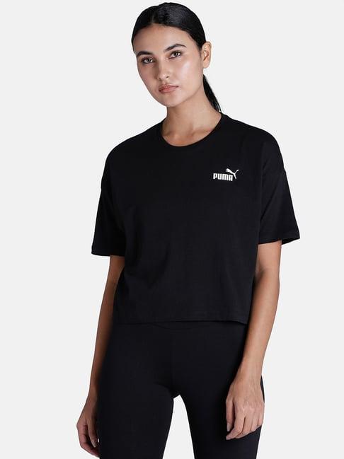 puma essential small logo cropped relaxed fit t-shirt