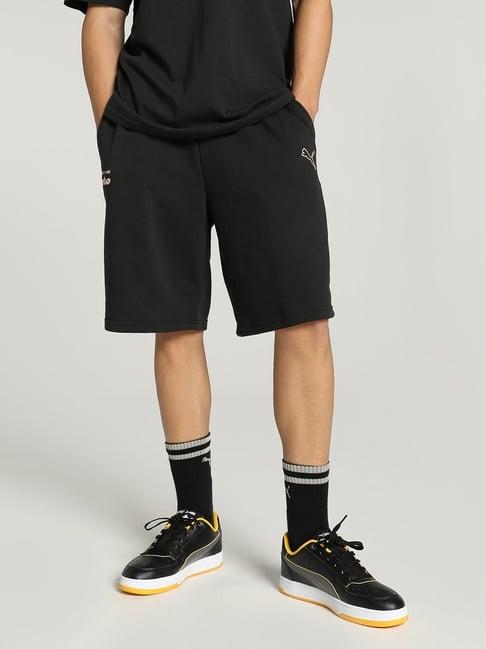 puma essentials black cotton relaxed fit shorts