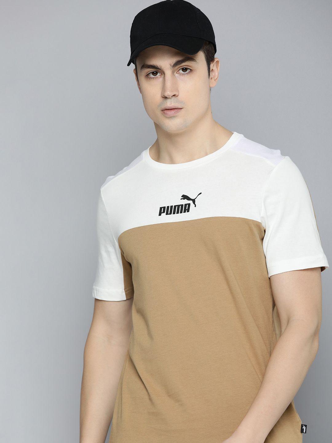 puma essentials colourblocked pure cotton t-shirt