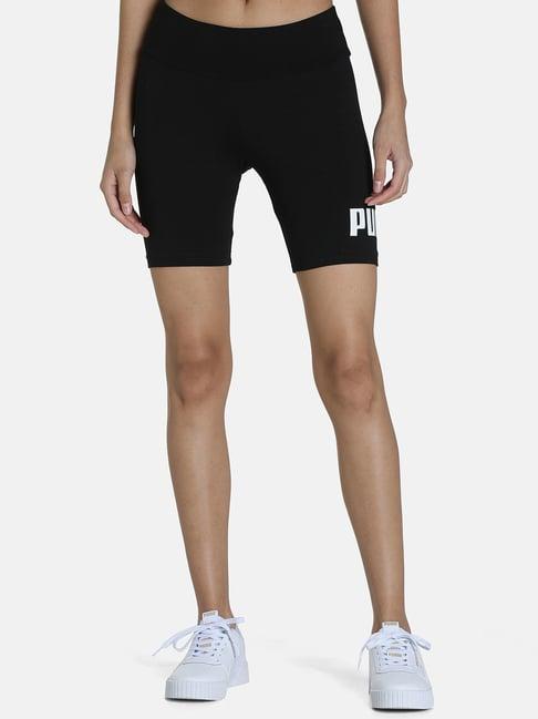 puma essentials ess black cotton graphic print cycling shorts