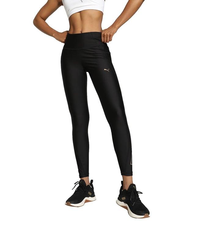 puma eversculpt black & gold logo slim fit tights