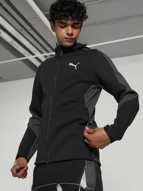 puma evostripe black slim fit sports hooded jacket