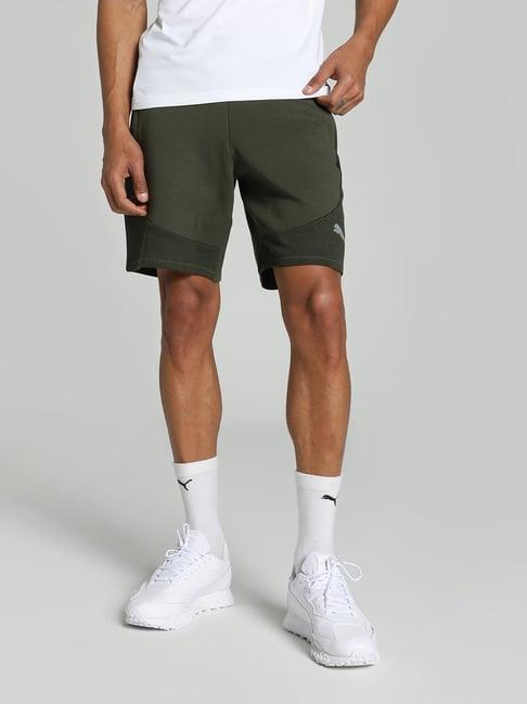 puma evostripe green cotton regular fit self pattern sports shorts