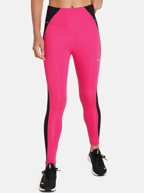 puma evostripe pink color-block tights