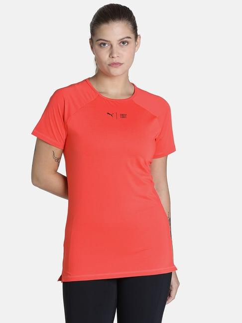 puma first mile first mile orange polyester solid t-shirt