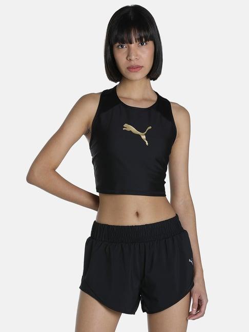 puma fit eversculpt black polyester logo print tank top