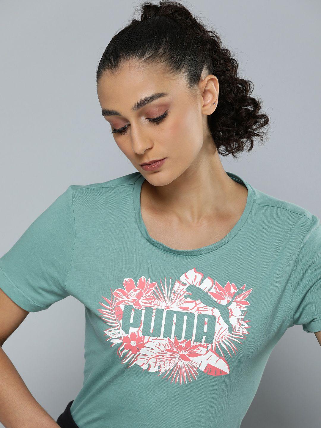 puma floral printed pure cotton ess+ flower power t-shirt