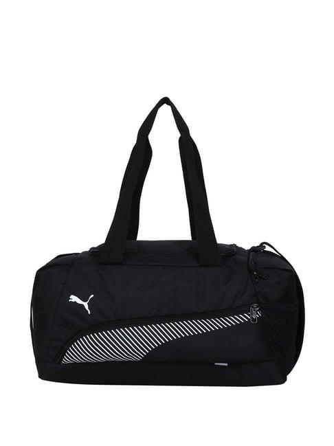 puma fundamentals sports black printed medium duffle bag