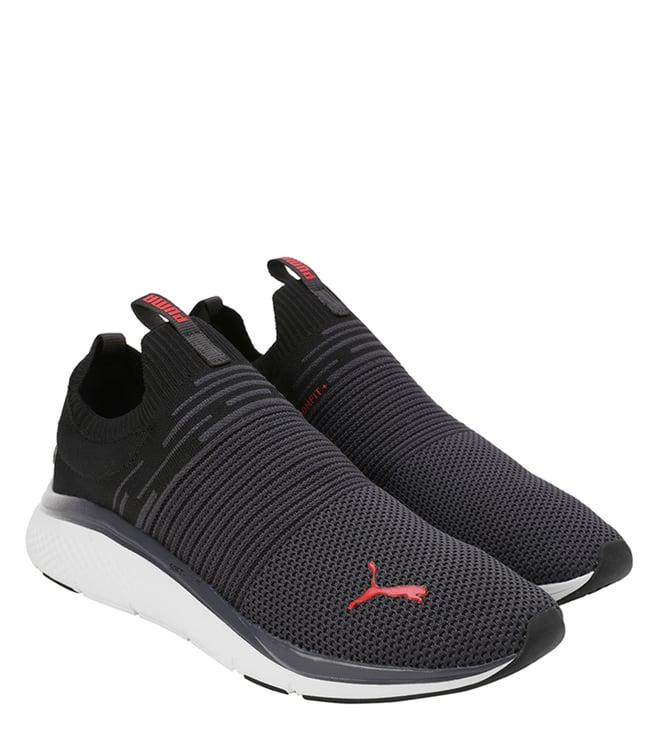 puma galactic gray & for all time red & black softride pro echo men's slip-on sneakers