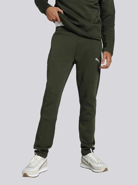 puma green cotton slim fit sports trackpants