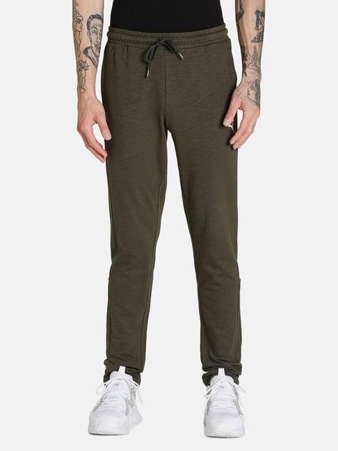 puma green cotton slim fit trackpants