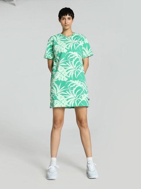 puma green floral print t shirt dress