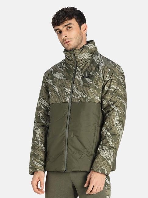 puma green regular fit camouflage jacket