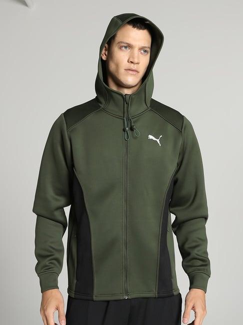 puma green regular fit sports hoodie