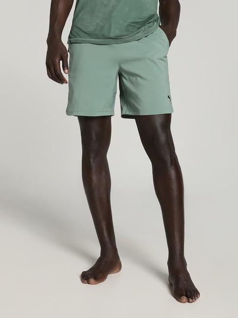 puma green regular fit sports shorts