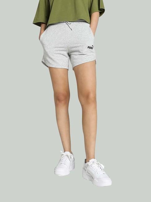 puma grey cotton logo print sports shorts