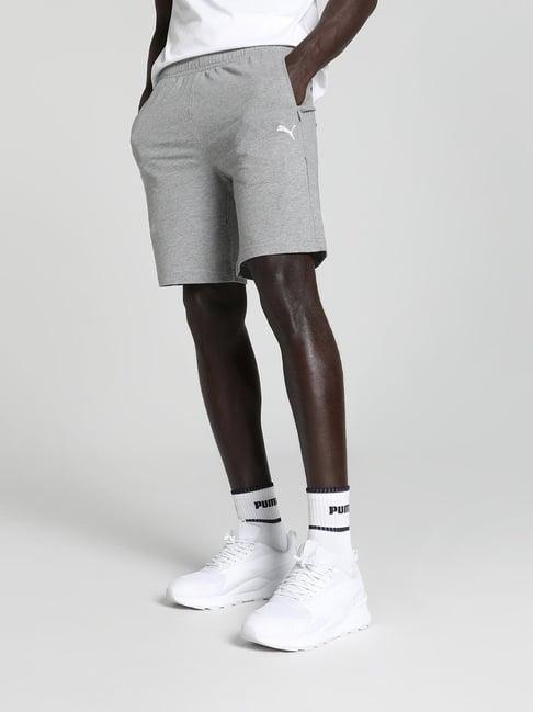 puma grey cotton slim fit sports shorts