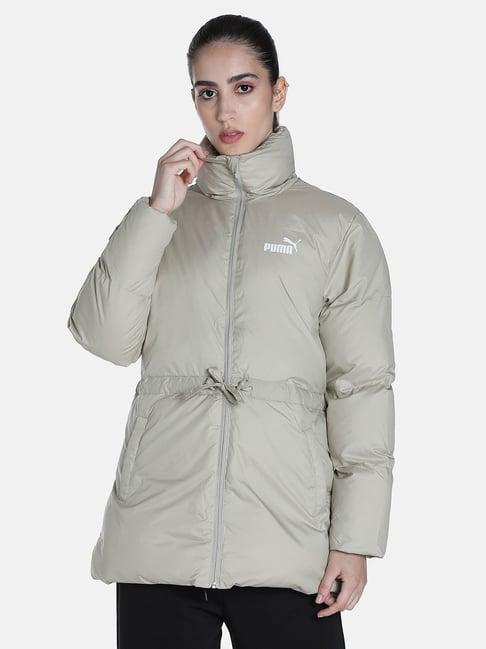 puma grey logo print puffer jacket