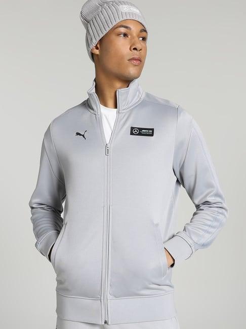 puma grey regular fit printed sports jacket