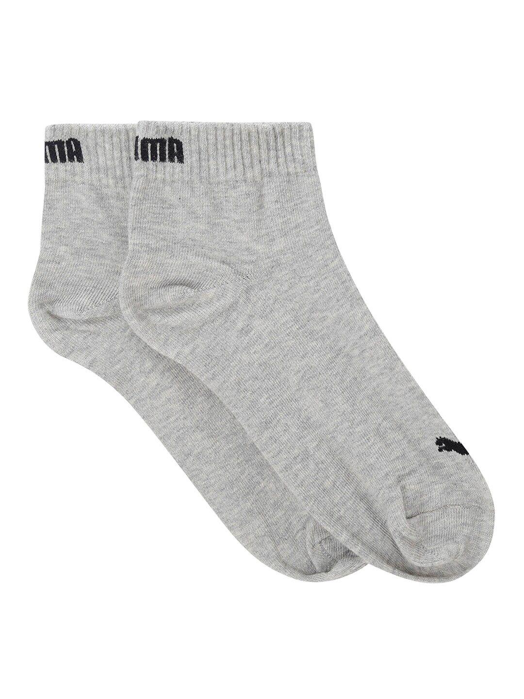 puma grey solid cotton ankle-length socks