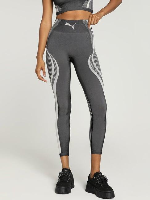 puma grey striped sports tights