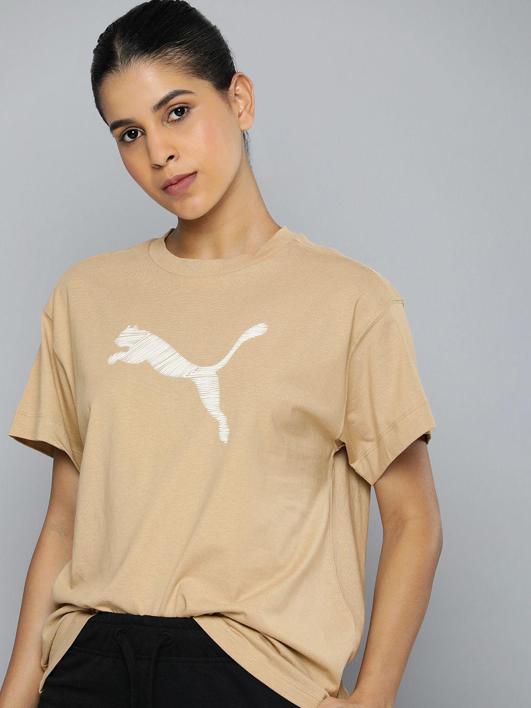 puma her brand logo printed relaxed fit t-shirt