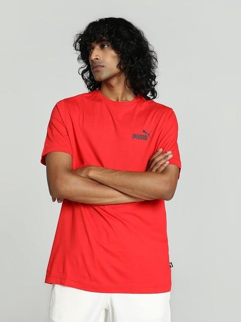 puma high risk red cotton regular fit t-shirt