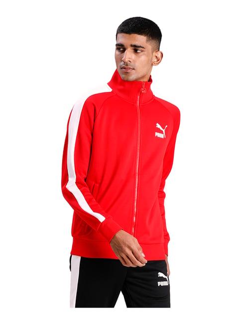 puma iconic t7 red full sleeves jacket