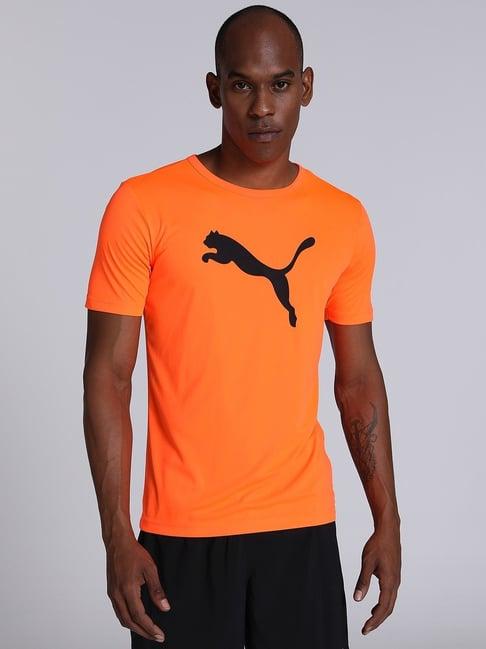 puma individualrise orange slim fit printed sports t-shirt