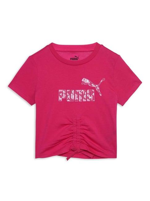 puma kids animal pink cotton printed t-shirt