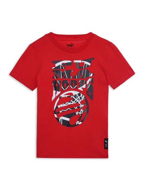 puma kids basketball blueprint red cotton printed t-shirt