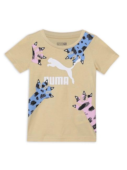 puma kids beige printed t-shirt