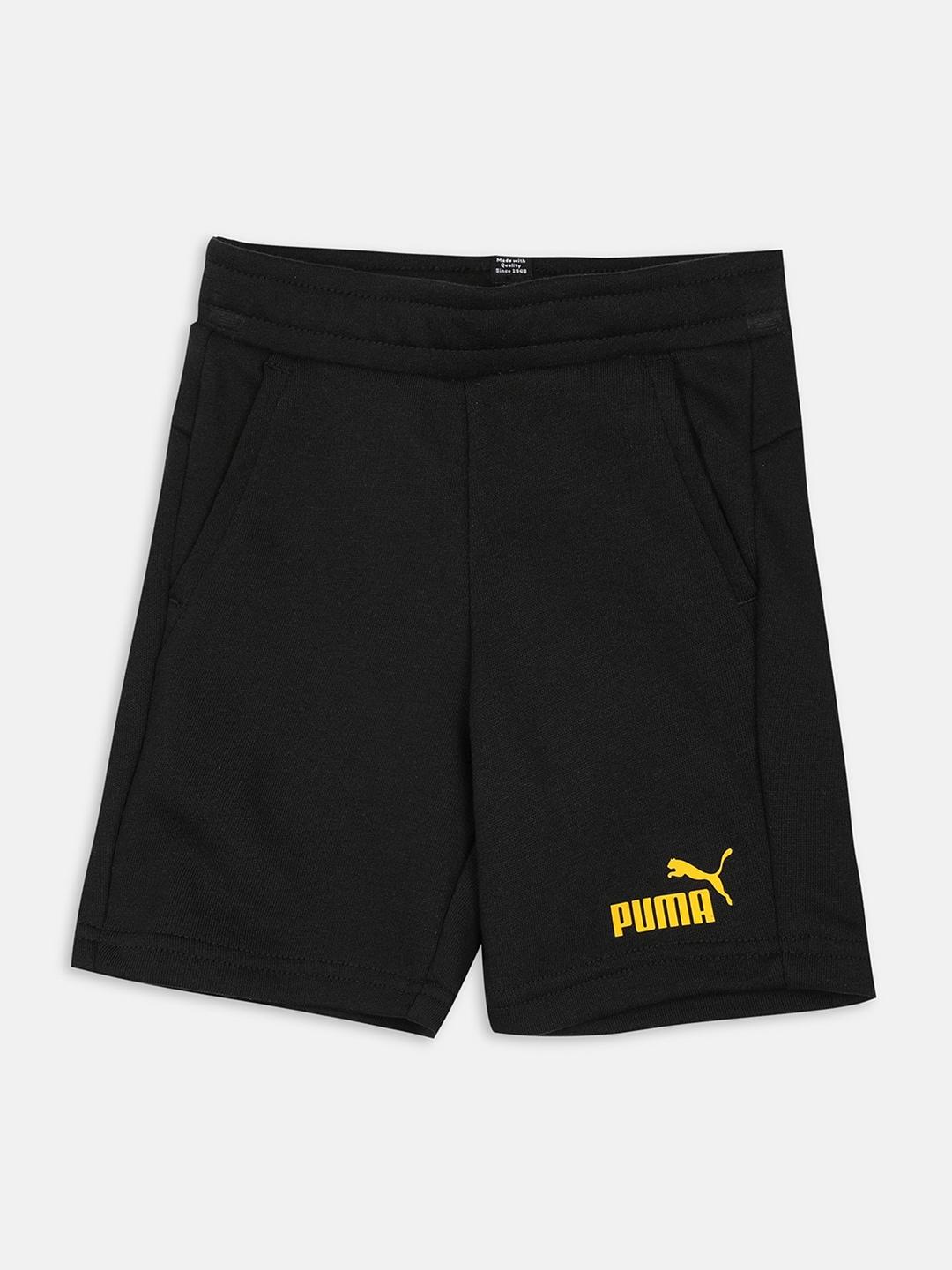 puma kids black essentials youth sweat cotton shorts
