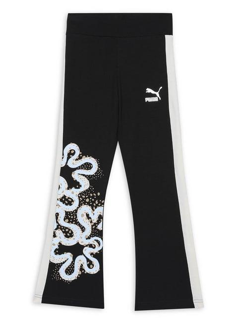 puma kids black printed trackpants