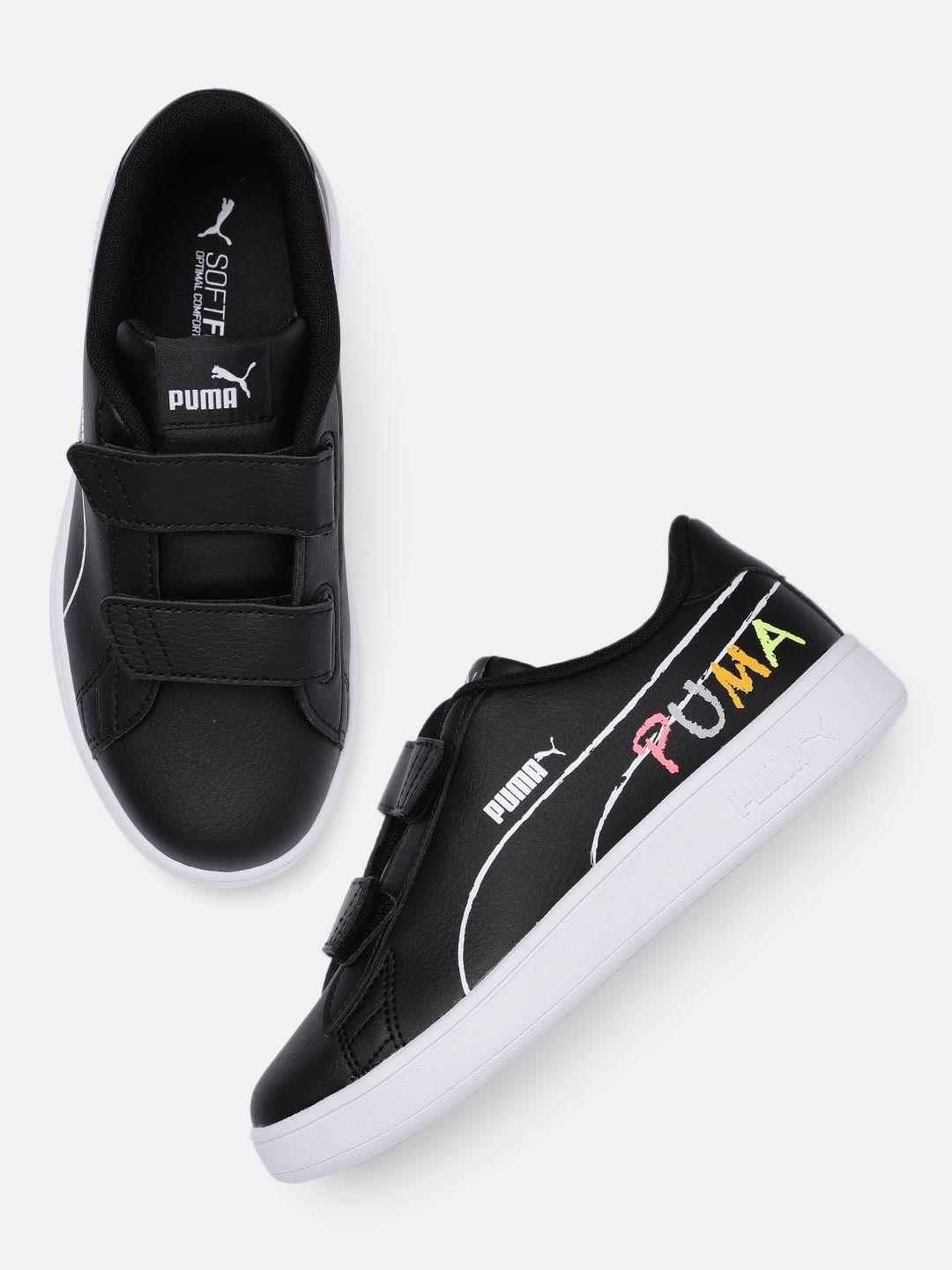 puma kids black solid sneakers