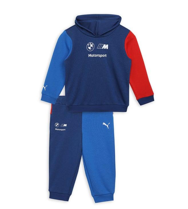 puma kids blue bmw mms toddler regular fit hoodie & joggers set