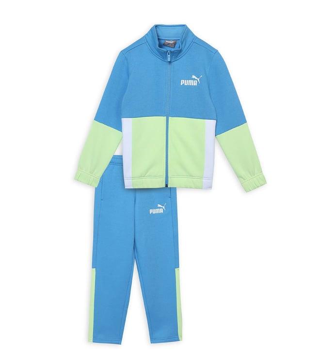 puma kids blue regular fit sweatshirt & trackpants